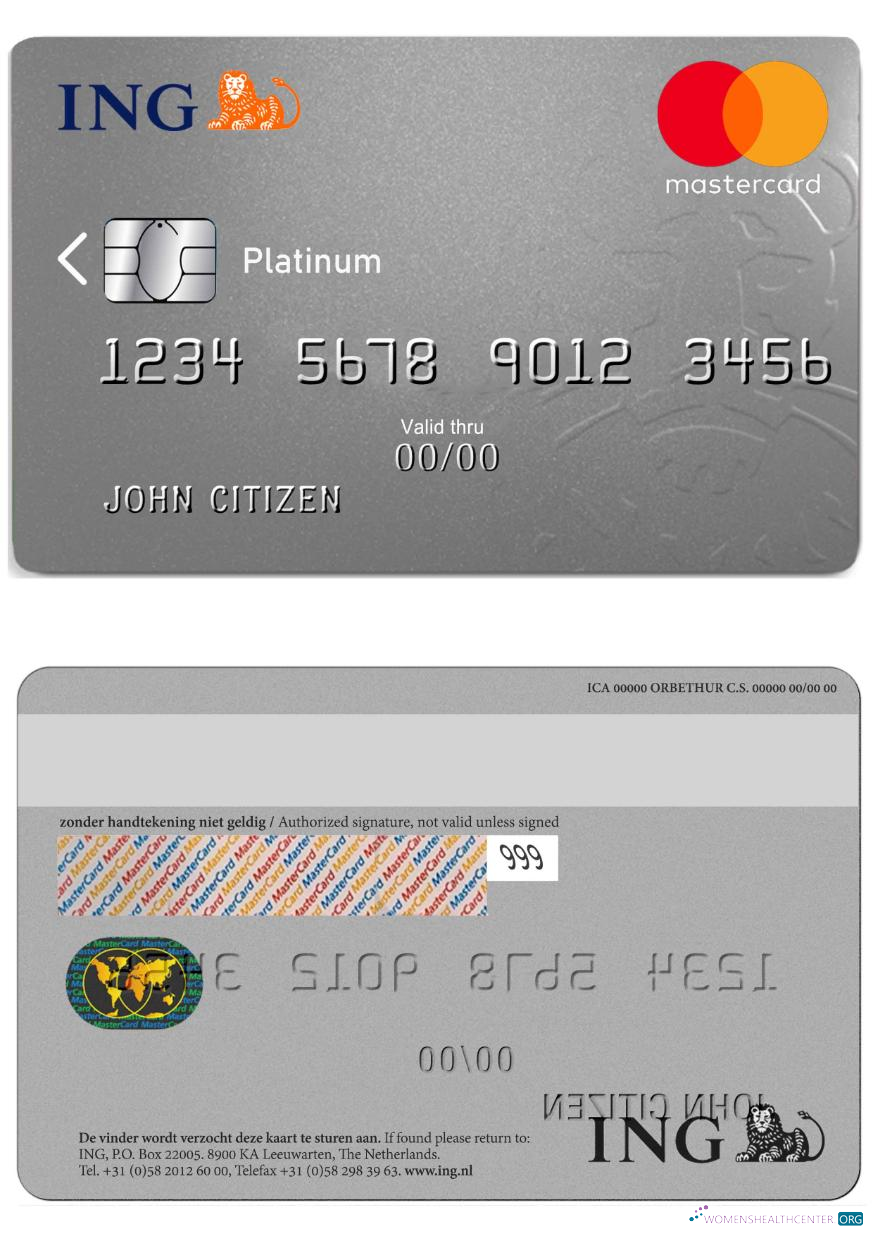 Download Netherlands ING bank mastercard platinum Photoshop template